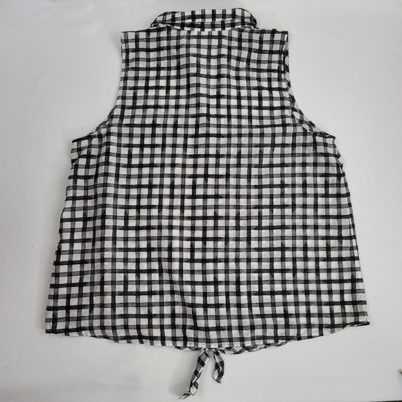 J Jill Silk Blend Button Front Sleeveless Front Tie Top Sz M - Picture 10 of 11